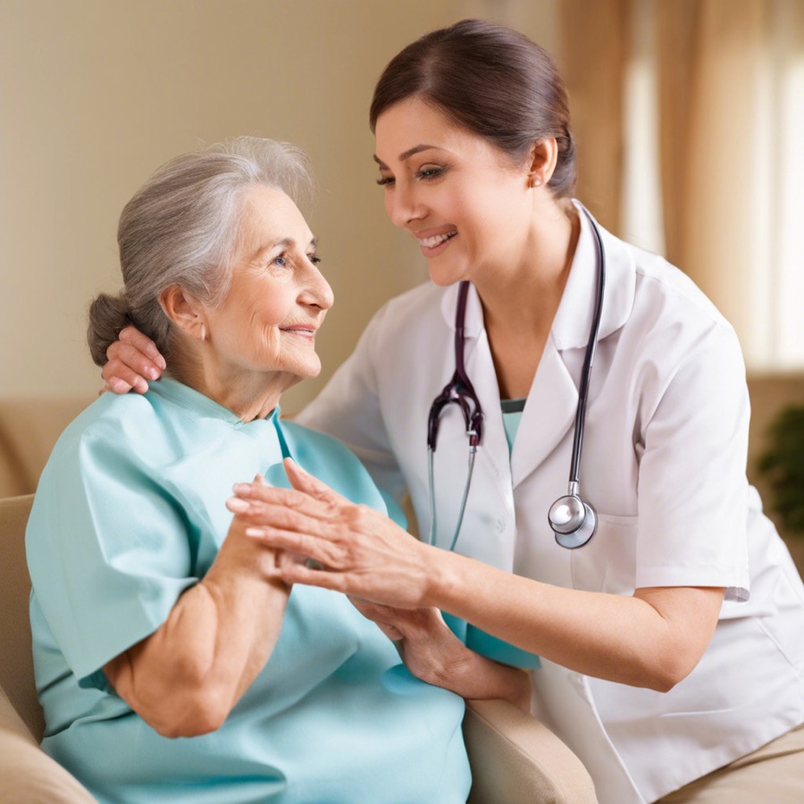 A caregiver assisting a client at home